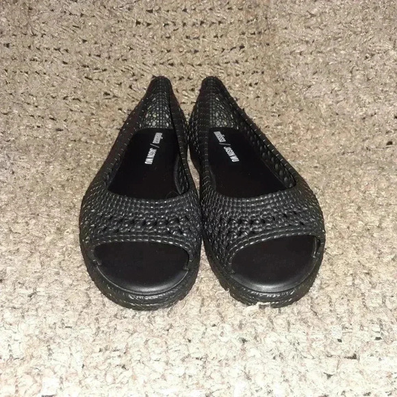 MELISSA/JASON WU-Camilla-Woven Black Jelly-Open Toe Flatforms-Sz 8-Near Mint - Picture 3 of 7